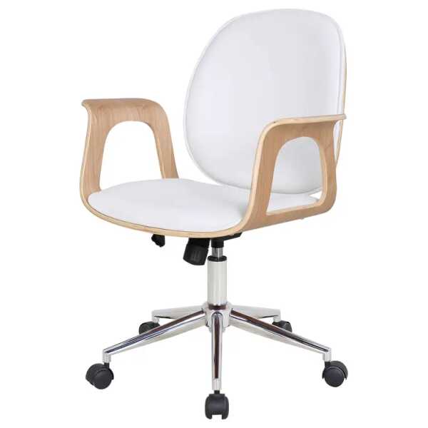 Bürodrehstuhl Kinnula 68 x 91 x 61cm Weiß/Esche/Weiß