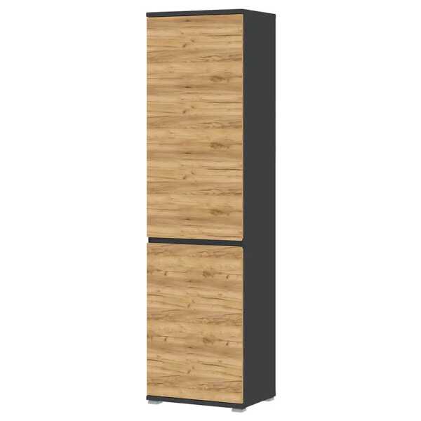 Garderobenschrank Lissabon 54 x 200 x 40cm Braun/Grau/Eiche Navarra Dekor