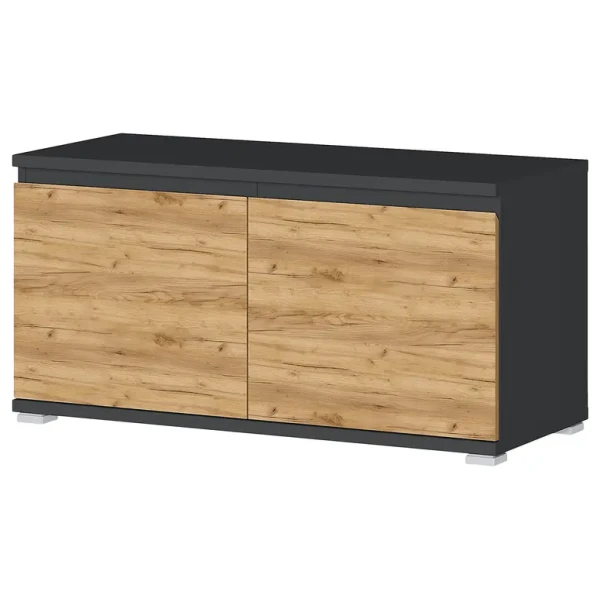 Garderobenbank Lissabon 96 x 52 x 40cm Braun/Grau/Eiche Navarra Dekor