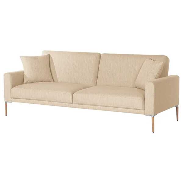 Schlafsofa Braun/Beige Webstoff Meara 214 x 83 x 90cm Skandi