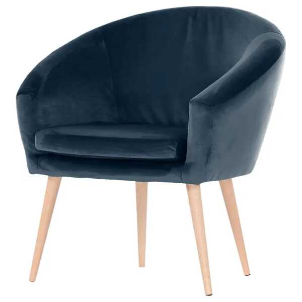 Sessel Tippytoe IV Blau/Dunkelblau Microfaser Buche Hell 73 x 73 x 66cm