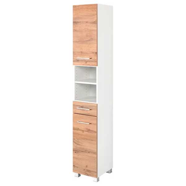 Hochschrank 30 x 185 x 35cm Multicolor/Wotaneiche Dekor/Weiß