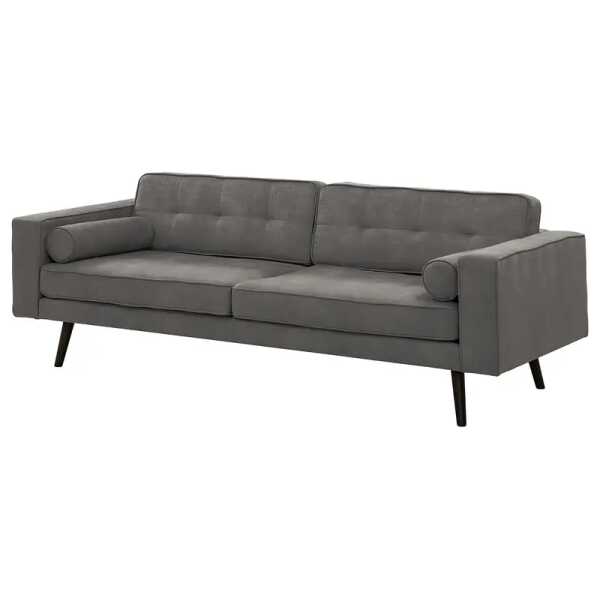 Sofa Vagnas I 3-Sitzer Grau/Grau Microfaser Yona 202 x 76 x 86cm Skandi