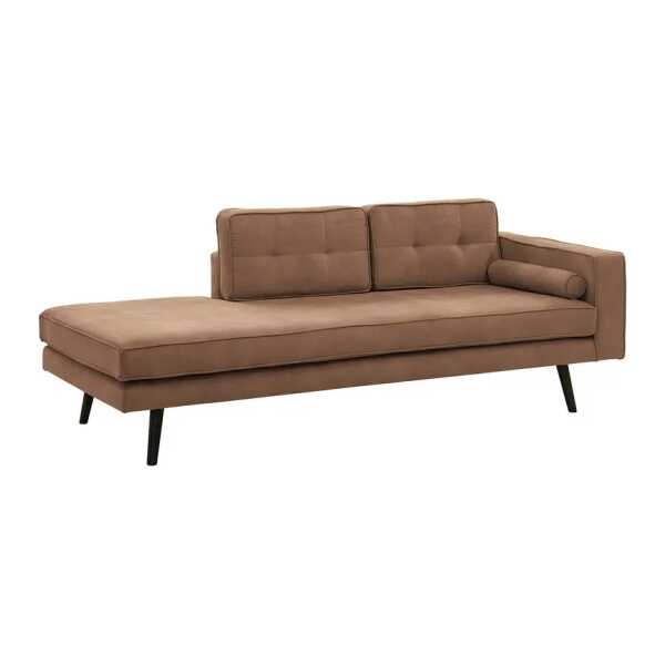 Recamiere Vagnas I Braun/Latte Macchiato Microfaser Yona 202 x 76 x 86cm Armlehne davorstehend rechts Skandi