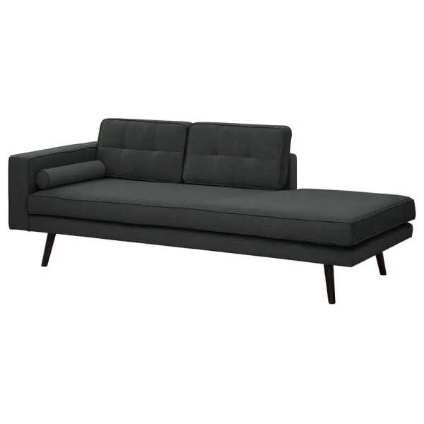 Recamiere Vagnas I Schwarz/Schwarz Webstoff Nere 202 x 76 x 86cm Armlehne davorstehend links Skandi