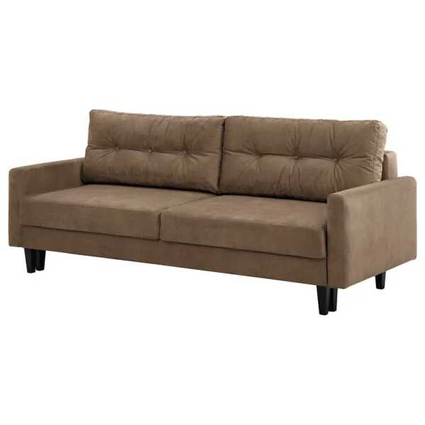 Schlafsofa Koski I Braun/Beige/Cappuccino Webstoff Lito 220 x 102 x 92cm mit Schlaffunktion Skandi