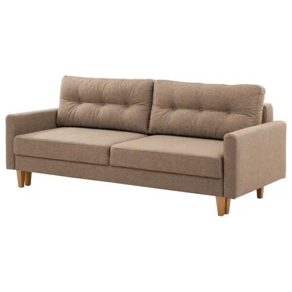 Schlafsofa Koski I Braun/Beige/Cappuccino Webstoff Ala 220 x 102 x 92cm mit Schlaffunktion Skandi