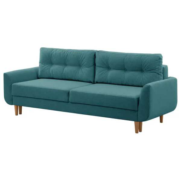 Schlafsofa Kaavi I Blau/Petrol Webstoff Deran 229 x 102 x 92cm mit Schlaffunktion Skandi