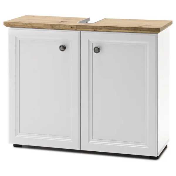 Waschbeckenunterschrank 84 x 67 x 32cm Weiß/Weiß