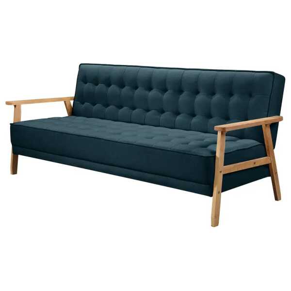 Schlafsofa MID CENTURY Blau/Marineblau Flachgewebe Sura 204 x 85 x 86cm mit Schlaffunktion Skandi
