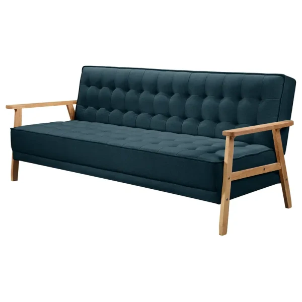 Schlafsofa MID CENTURY Blau/Marineblau Flachgewebe Sura 204 x 85 x 86cm mit Schlaffunktion Skandi