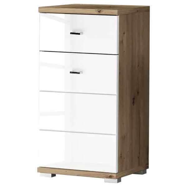 Unterschrank 38 x 73 x 30cm Braun/Weiß/Hochglanz Weiß/Eiche Dekor