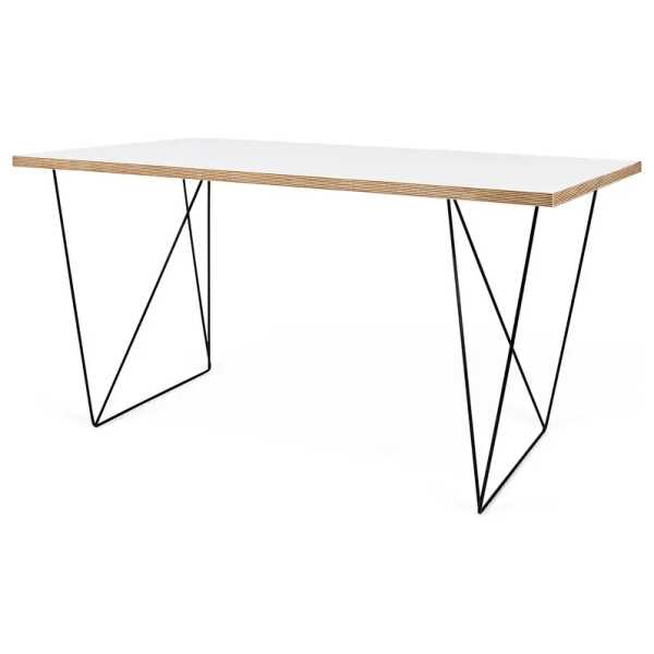 Schreibtisch Hueva I 140 x 75 x 75cm Weiß/Weiß/Schwarz
