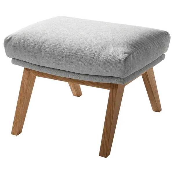 Polsterhocker 54 x 41 x 41cm Grau Eiche Hell Webstoff Saia: Hellgrau