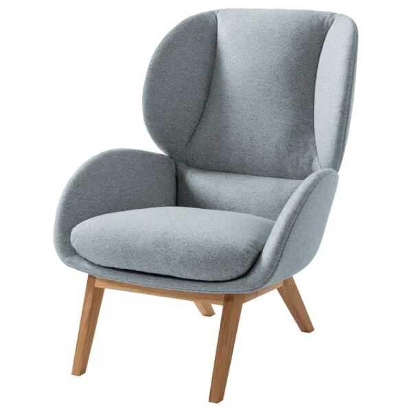 Sessel Blau Webstoff Inze Eiche Hell 82 x 102 x 90cm