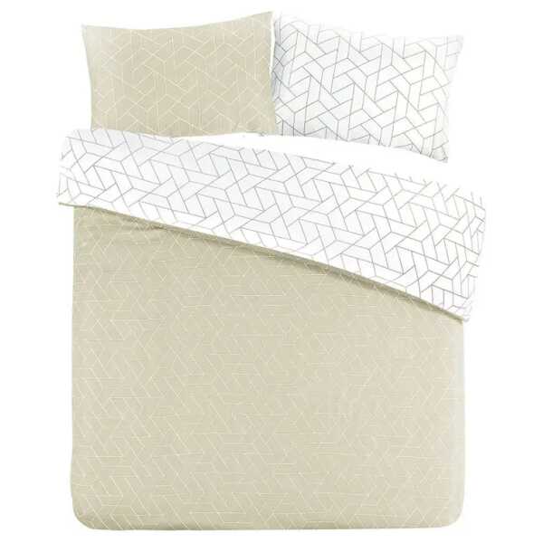 Bettwäsche Florence 220 x 240 cm + 2 Kissen 65 x 65 cm Beige/Beige