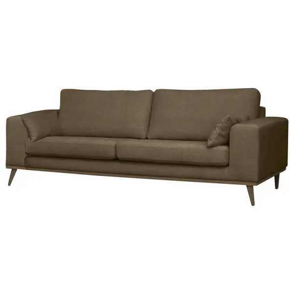 3-Sitzer Sofa Beige/Dunkelbraun Strukturstoff Talta 237 x 81 x 88cm Skandi