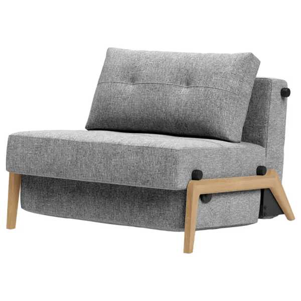 Schlafsessel Grau/Hellgrau Stoff Twist Eiche Hell 98 x 79 x 98cm