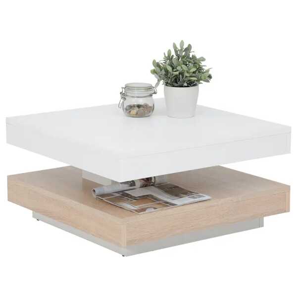 Couchtisch Dyan 67 x 35 x 67cm Braun/Weiß/Weiß/Eiche Sonoma Dekor