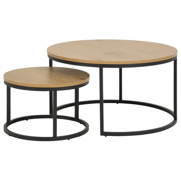 Couchtischset SENEZ Typ B 2-teilig Ø 80cm Schwarz/Braun