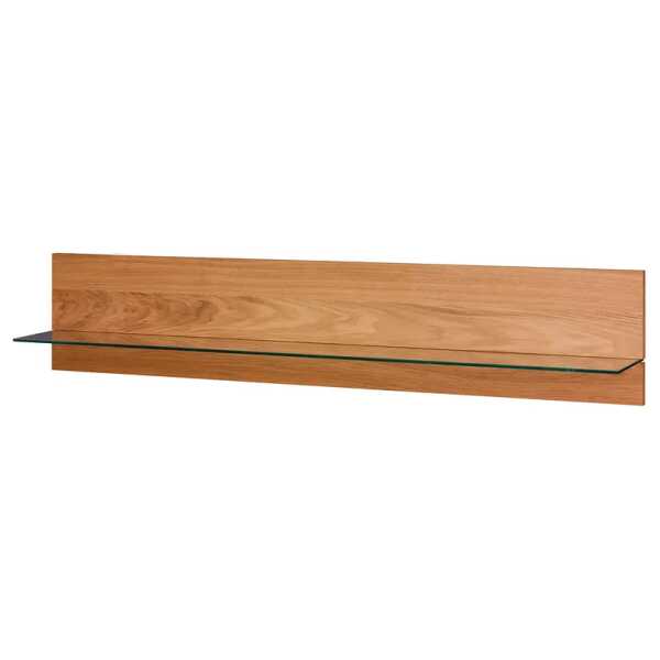 Wandboard Paneel: Massivholz Eiche, lackiert Ablage: Glas Braun 163 x 31 x 24cm
