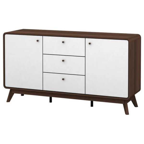 Sideboard 140 x 75 x 39cm Braun/Weiß/Walnuss Dekor