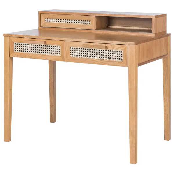 Schreibtisch 100 x 91 x 60cm Braun/Beige/Eiche