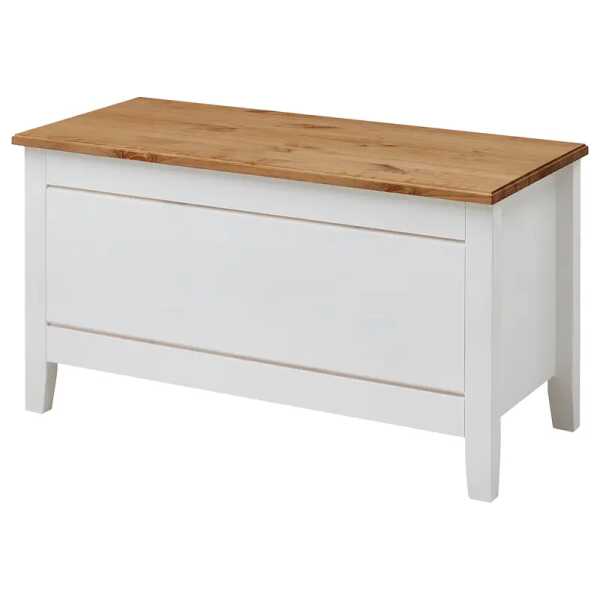 Wäschetruhe 86 x 47 x 38cm Weiß/Weiß/Braun