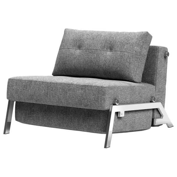 Schlafsessel Grau Stoff Twist Chrom glänzend 98 x 79 x 98cm