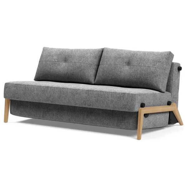 Schlafsofa Grau Stoff Twist 168cm mit Schlaffunktion Eiche Hell Skandi