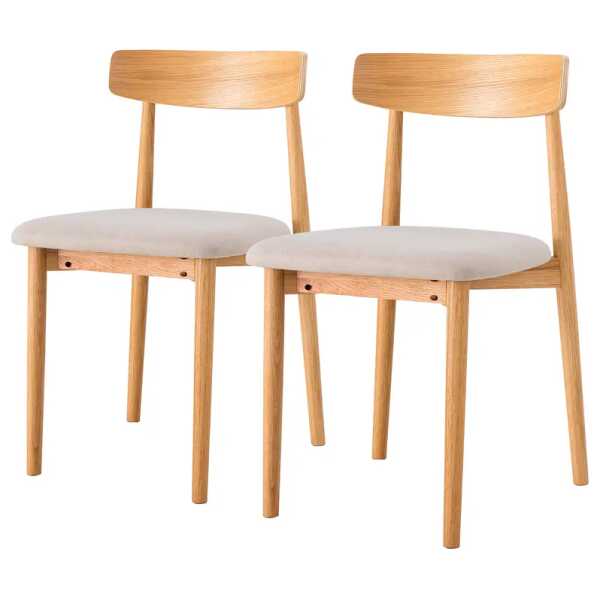 Esszimmerstuhl Lolif 2er-Set 47 x 78 x 51cm Beige/Eiche Eiche Hell