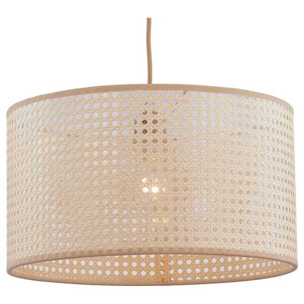 Pendelleuchte II 40 x 150 x 40cm Beige/Beige Lampenschirm: Wiener Geflecht aus Papier Gestell und Baldachin: Eisen, foliert E27