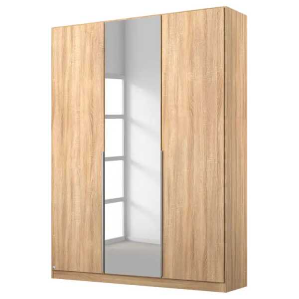 Drehtürenschrank 136 x 229cm Braun/Eiche Sonoma Dekor Classic mit Spiegeltür/-en