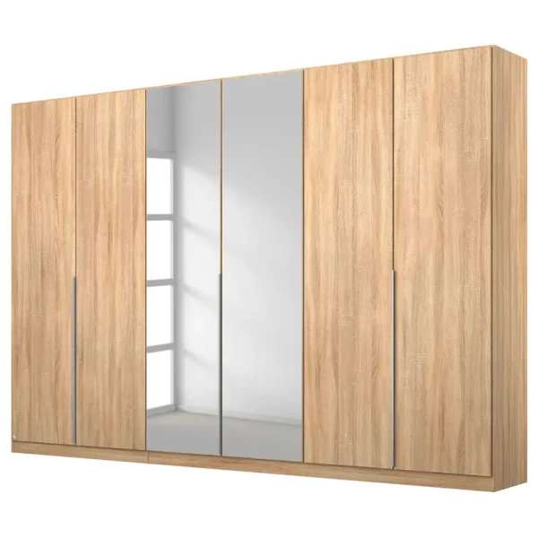 Drehtürenschrank 271 x 210cm Braun/Eiche Sonoma Dekor Classic mit Spiegeltür/-en