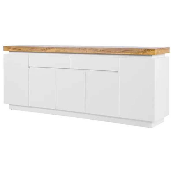 Sideboard III 200 x 80 x 40cm Weiß/Eiche Dekor/Weiß