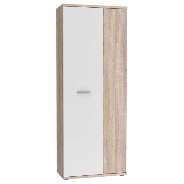 Schrank Purtsi 69 x 179 x 35cm Weiß/Beige/Eiche Sonoma Dekor