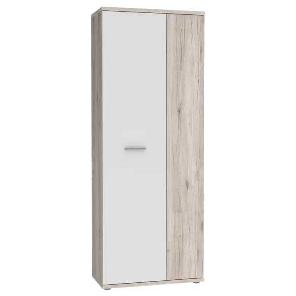 Schuhschrank Purtsi 69 x 179 x 35cm Weiß/Beige/Sandeiche Dekor