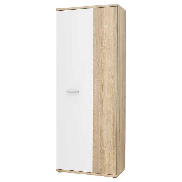 Schuhschrank Purtsi 69 x 179 x 35cm Weiß/Beige/Eiche Sonoma Dekor