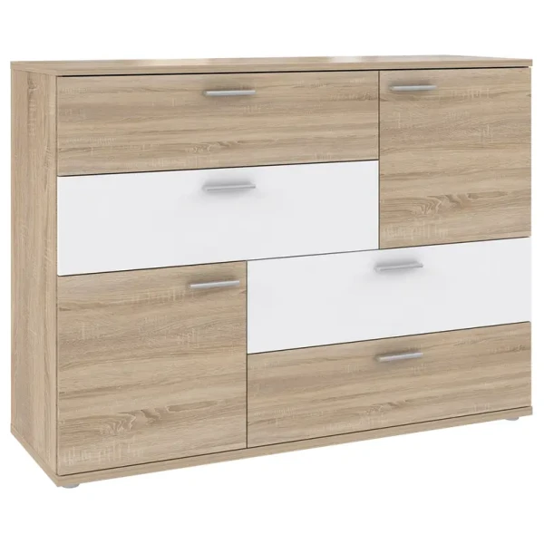 Kommode Leisi 125 x 96 x 41cm Braun/Beige/Eiche Sonoma Dekor