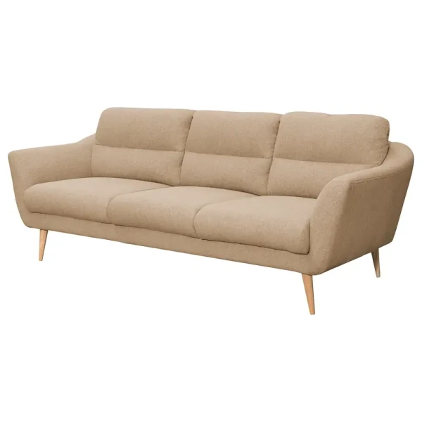 Sofa Lucinda I 3-Sitzer Beige Webstoff Hanabi 220 x 87 x 88cm Beige Skandi