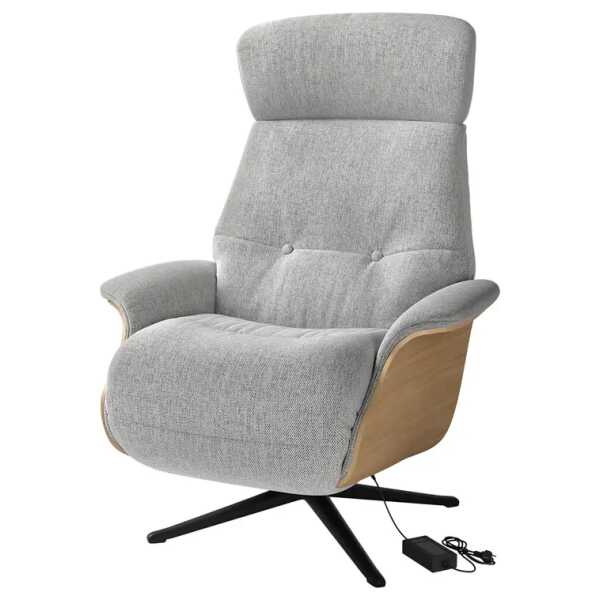 Sessel elektrisch verstellbar Grau Webstoff Saia Eiche Schwarz 83 x 110 x 88cm