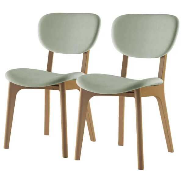 Polsterstuhl Nadir 2er-Set 50 x 88 x 62cm Grün/Mintgrün Buche Hell