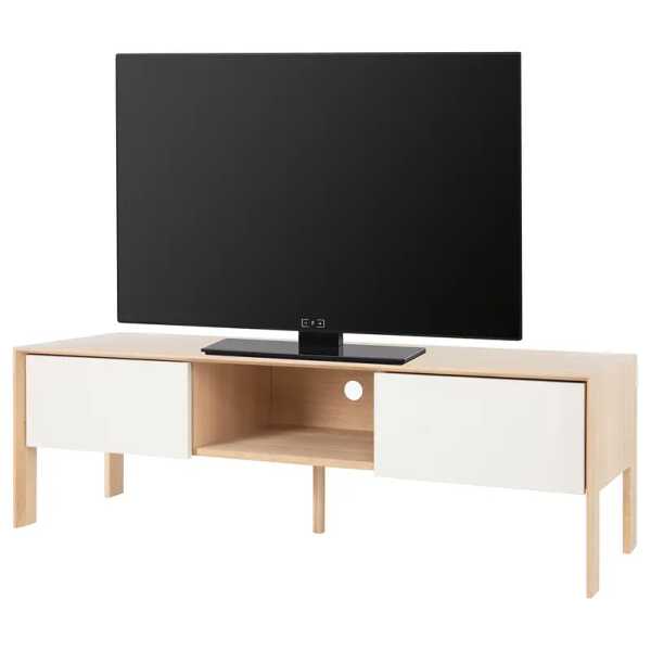 TV-Lowboard I Front: MDF Mitteldichte Holzfaserplatte , emailliert Korpus: MDF Mitteldichte Holzfaserplatte , furniert & geölt Gestell:
