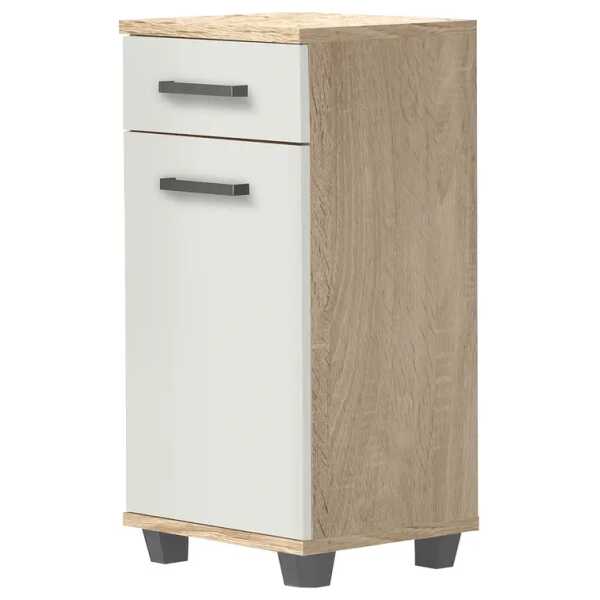 Unterschrank 40 x 91 x 35cm Weiß/Beige/Hochglanz Weiß/Eiche Sonoma Dekor
