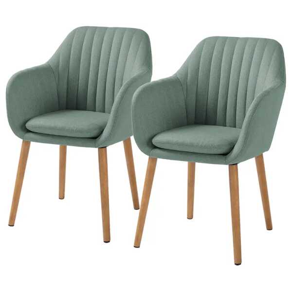 Armlehnenstuhl 57 x 83 x 61cm 2er Set Webstoff Cors: Mintgrau Blau