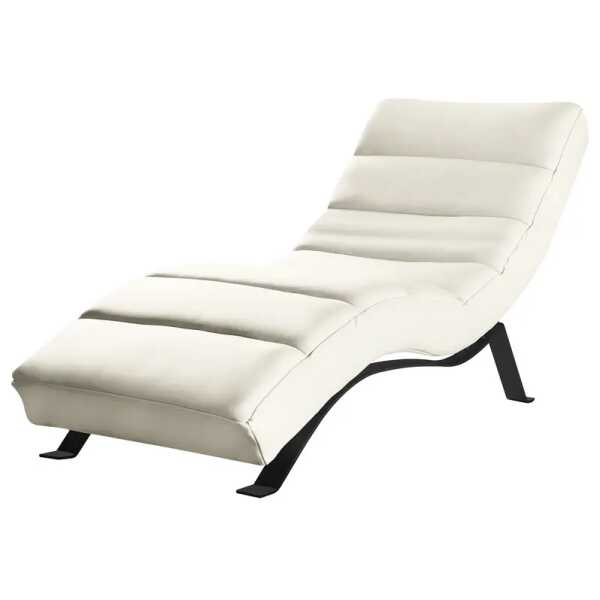 Relaxliege Kasson Weiß Echtleder Mabel Schwarz 172 x 96 x 68cm