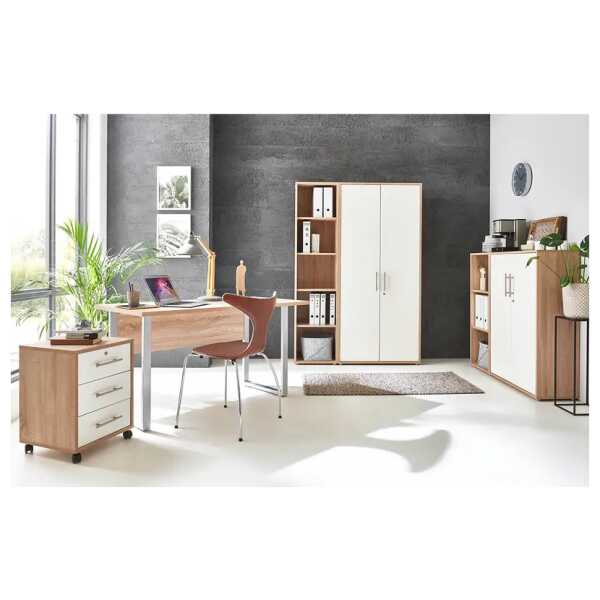 Büro-Set XII 6-teilig Braun/Eiche Sonoma Dekor/Weiß