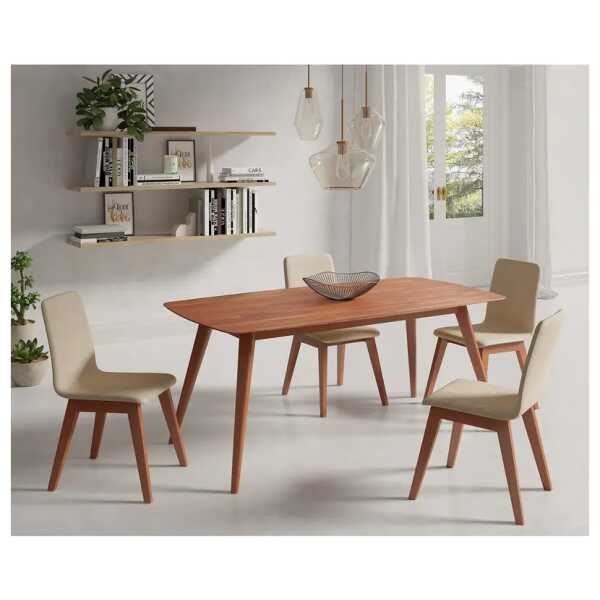 Essgruppe Nami 5-teilig 180 x 90cm Braun/Beige/Beige Kirschbaum Dekor