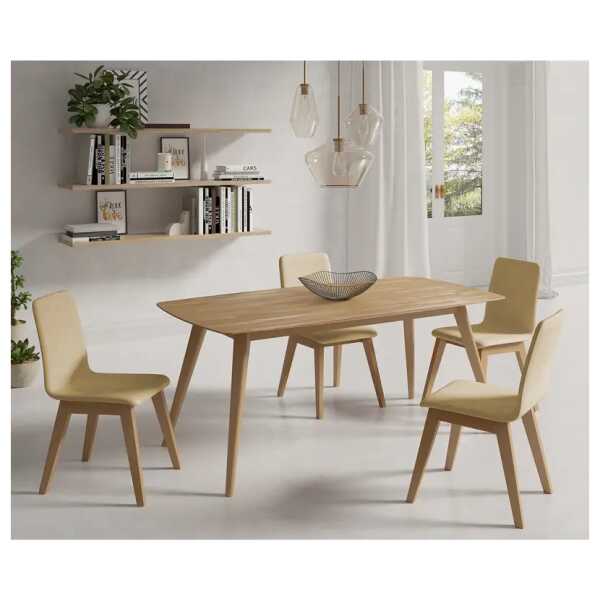 Essgruppe Nami 5-teilig 180 x 90cm Braun/Beige/Beige Buche Hell