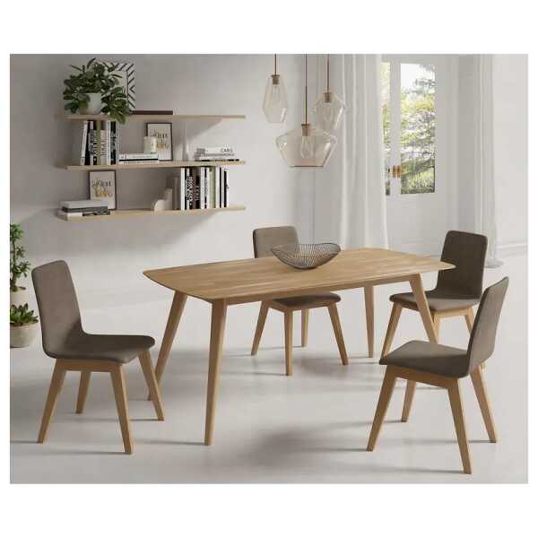 Essgruppe Nami 5-teilig 180 x 90cm Braun/Grau/Matt Sandgrau Buche Hell